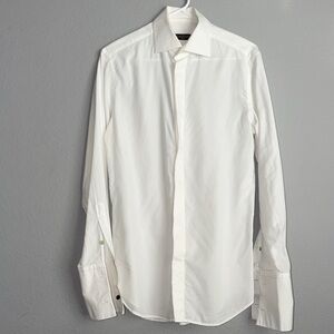 Corneliani Men’s Elegant White Dress Shirt Made in Italy Size 15/38